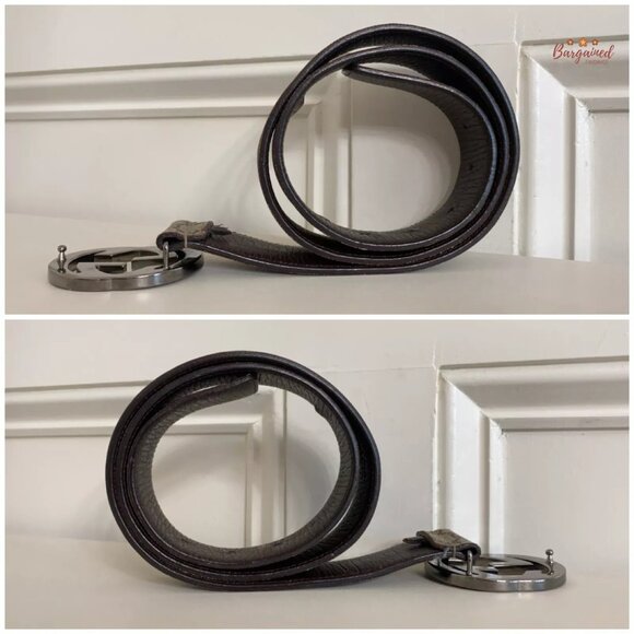 Auth Gucci Dark Brown GG Plus Monogram Interlocking G Buckle Belt Size 85/34 - Picture 9 of 14